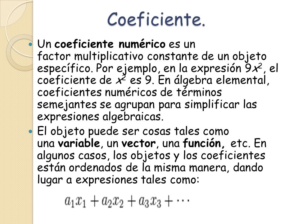 ¿Qué es el concepto de coeficiente?