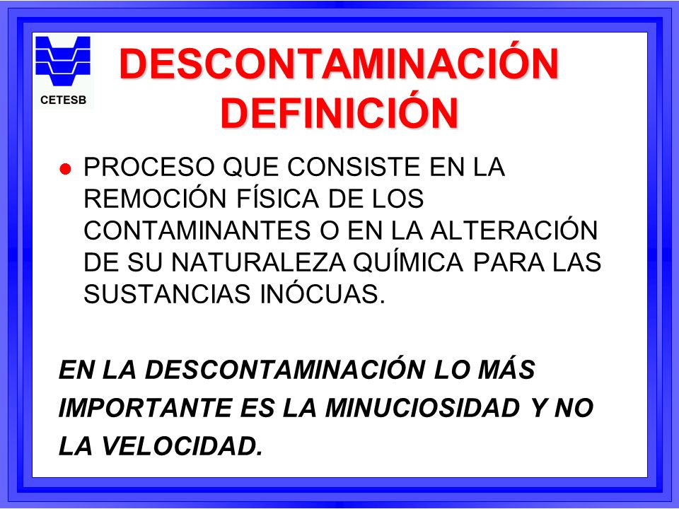 Definición de Descontaminación
