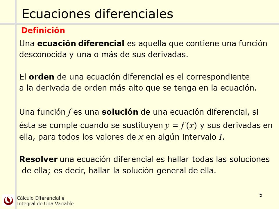 Definición de Ecuación diferencial
