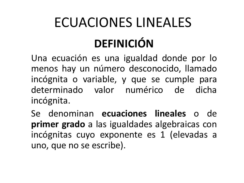 Definición de Ecuación lineal
