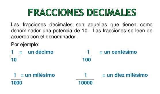 ¿Qué es una fracción no decimal?