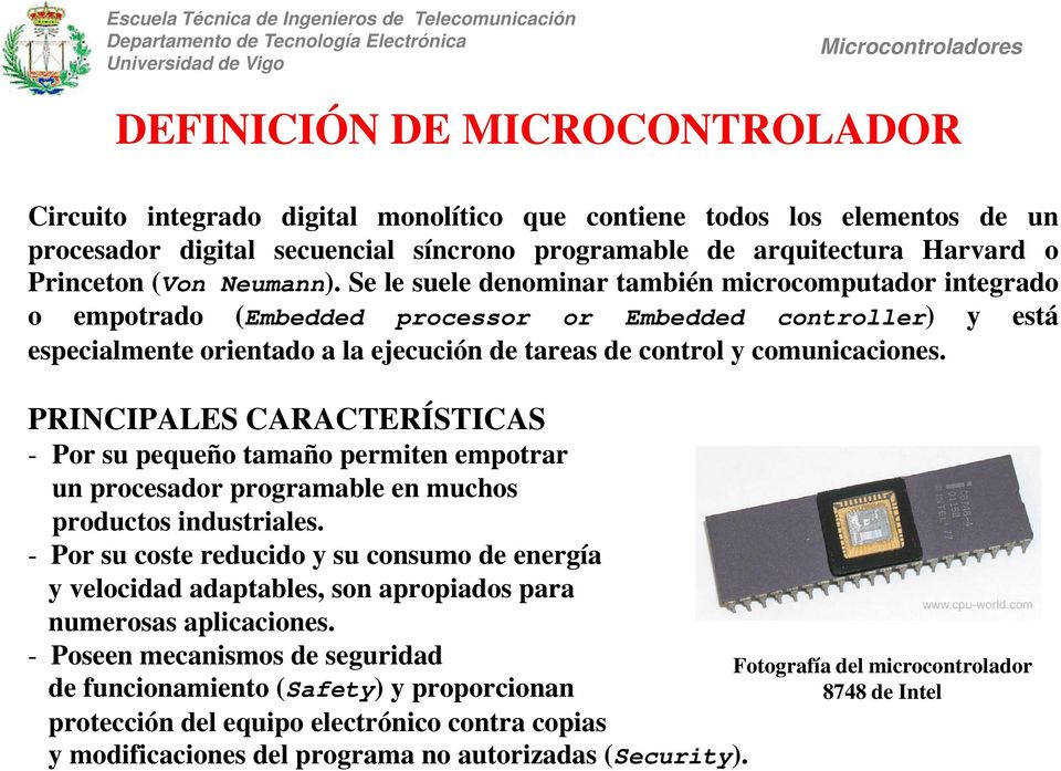 ¿Qué es un microcontrolador y sus características?