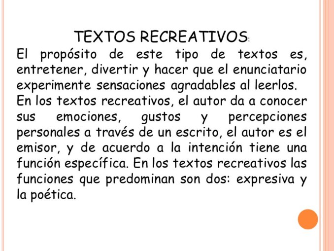 Definición de Textos recreativos