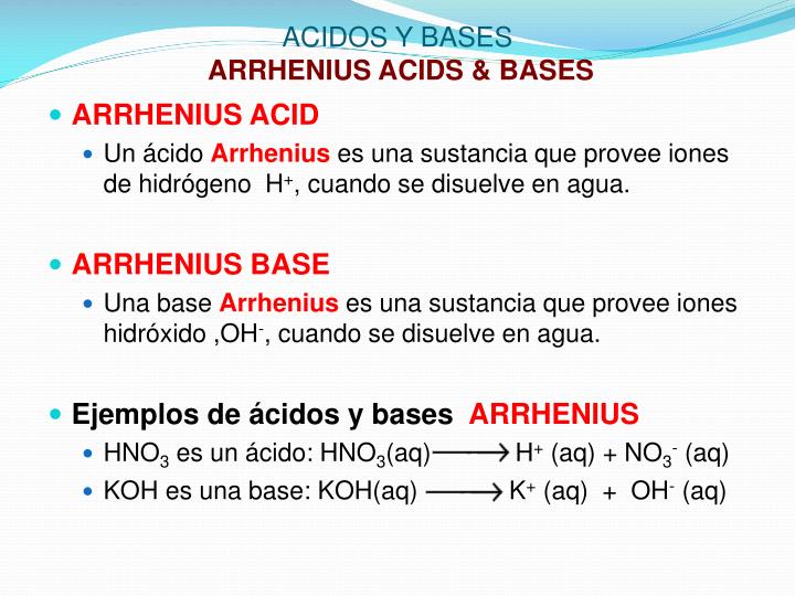 ¿Qué es un ácido según la teoría de Arrhenius?