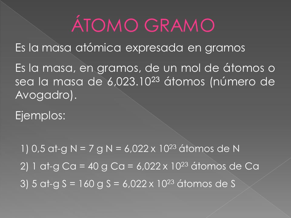 Definición de Átomo gramo