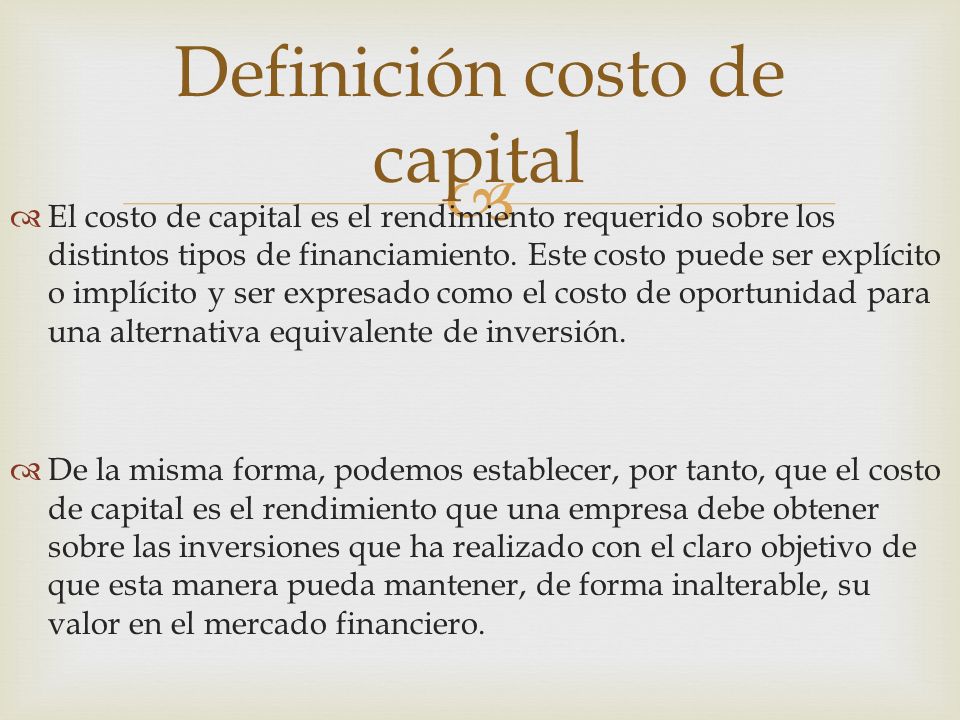Definición de Costo de capital