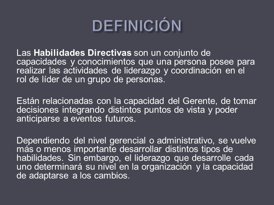 Definición de Habilidades directivas