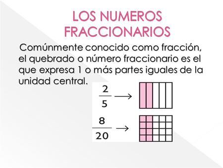 ¿Qué son números fraccionarios y sus partes?