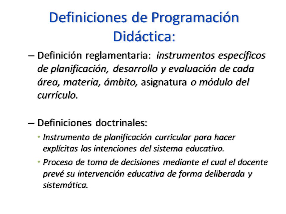 Definición de Programación didáctica