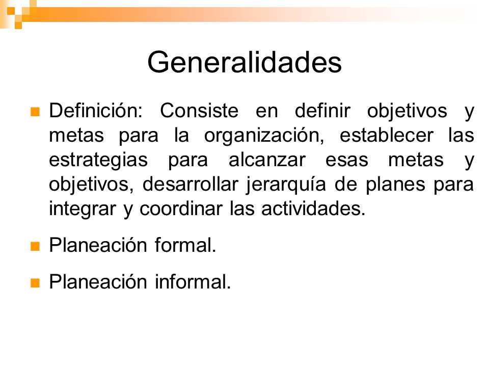 Definición de Generalidades